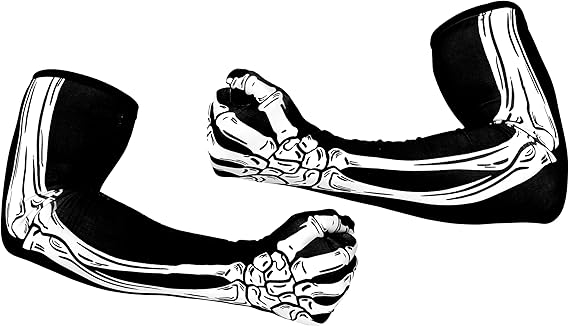Halloween Skeleton Arm Length Gloves for Adult, Bone Skull Gloves for Women Men for Halloween Cosplay Parties