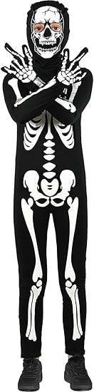 Skeleton Costume Kids Boys Scary Halloween Glow in the Dark Skeleton Costume