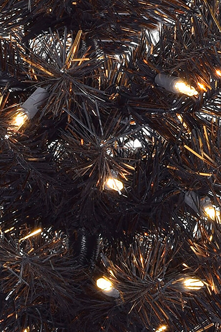 24&#x22; Tabletop Matte Black Gold Tinsel Christmas Tree