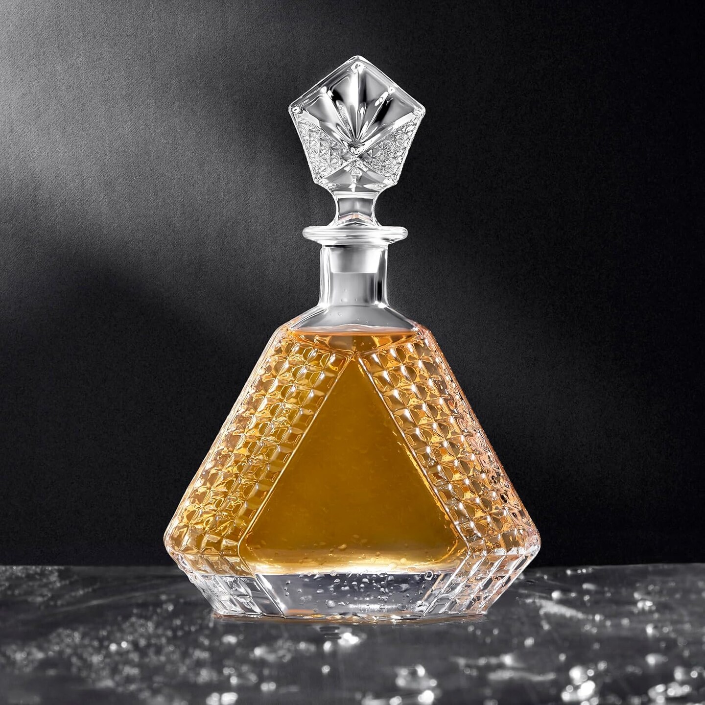 Makerflo Triangle Shape Glass Whiskey Decanter - 680 ml