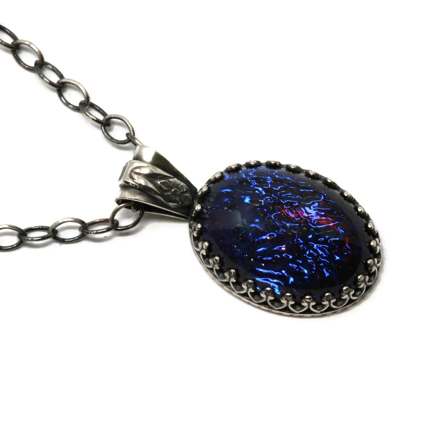 Dragon's Breath Czech Glass 9255 Sterling Silver Necklace