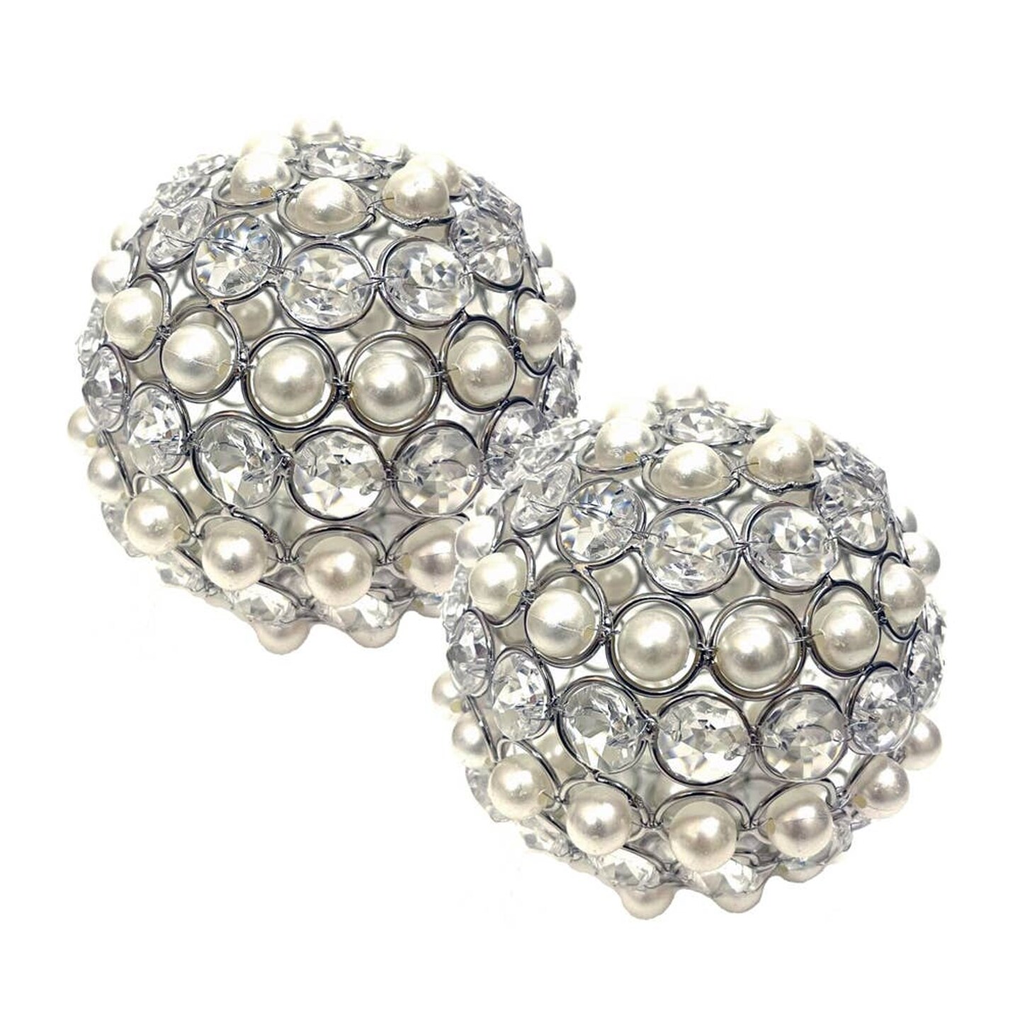 Edge Collections - 4" - White - Elegant Crystal and Pearl Decorative Spheres - 1 Piece