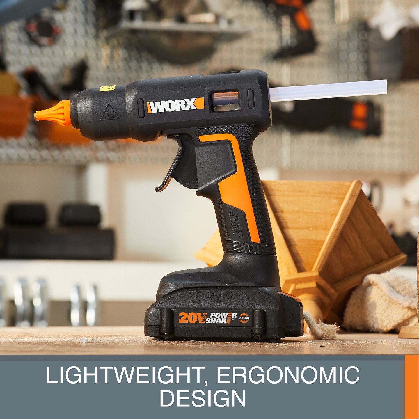 Worx WX045L.9 20V Power Share Full-Size Hot Glue Gun (No Battery and Charger Included - Tool Only)