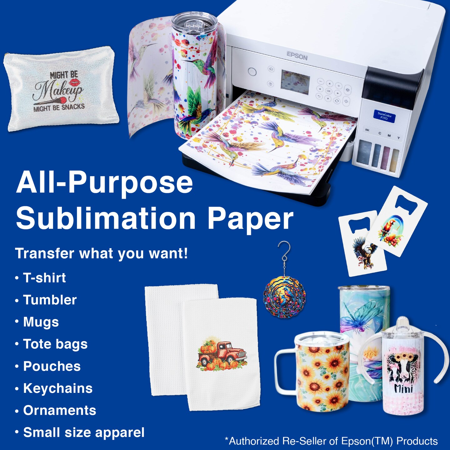 Makerflo Sublimation Paper 13 x 19 Inches 100 Sheets Heat Transfer Paper for Tumblers T-Shirts Phone Cases Mugs Printable Stickers Gifting