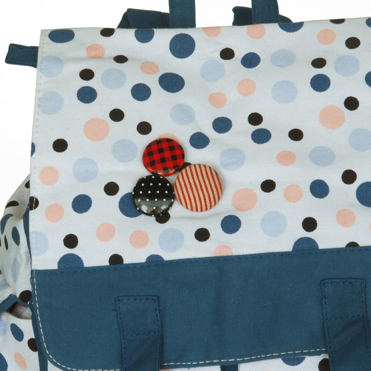 Canvas Backpack, Roomy Interior & Side Pockets, Travel Daypack, Artistic, Blue, 15" x 14.5" x 5"