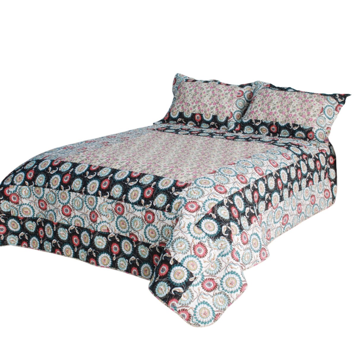 Handmade 100% Cotton Quilted Bedding Set Vermicelli Quilt with Sham(s), Reversible