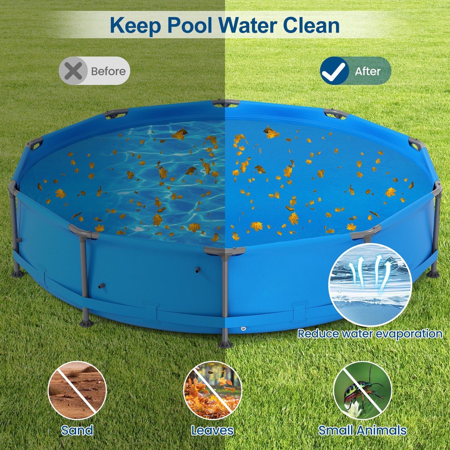 8 Feet Round Solar Pool Cover 12 Mil for In-Ground Above-Ground Swimming Pools