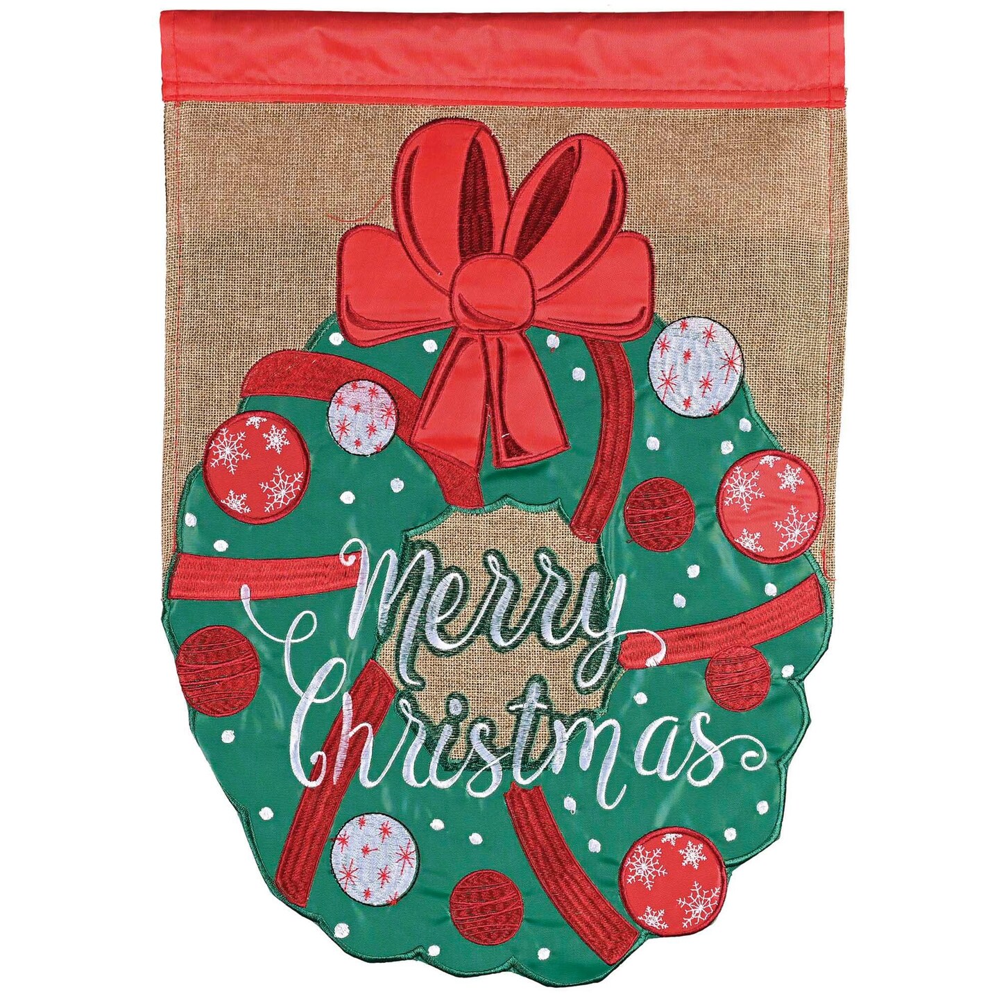 Edge Collections - 29" x 42" - Multicolor - Festive Double Applique Christmas Flag - 1 Piece