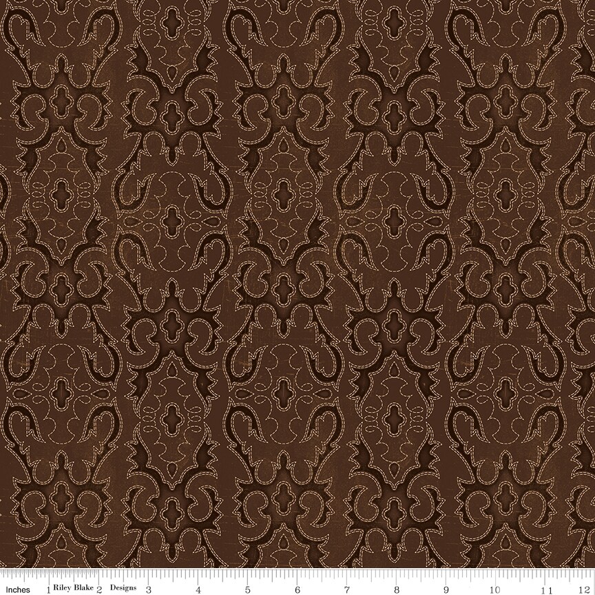 Boot Stitching in Brown (c16624-brown) | John Wayne American West | Riley Blake Designs | Riley Blake