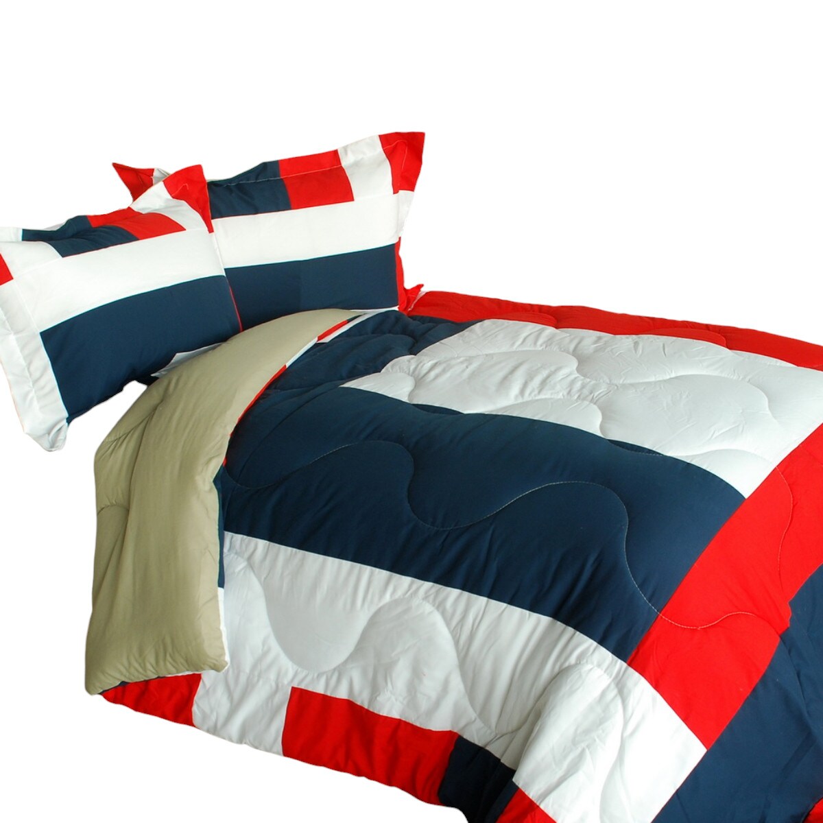Reversible Handmade Comforter Set Patchwork Down Alt Quilt and Sham