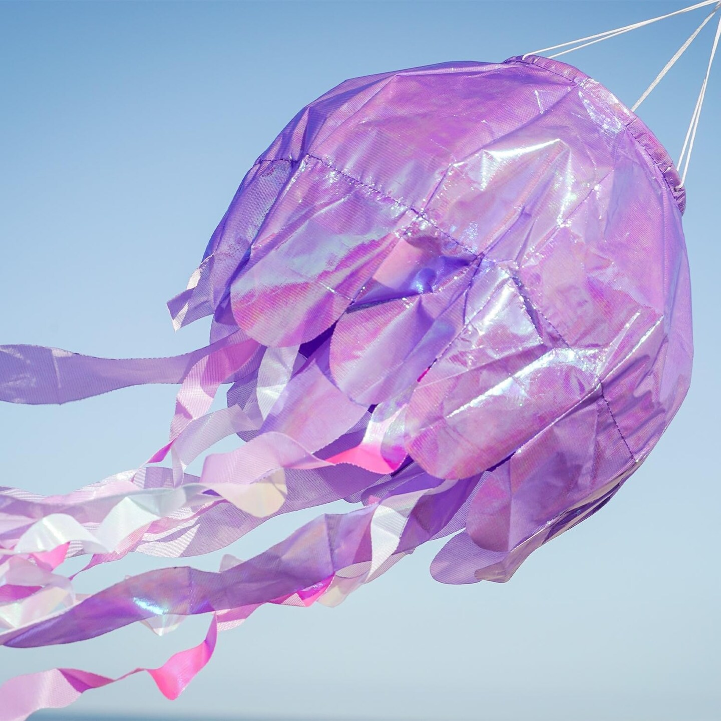 In the Breeze 5258 — 40-inch Purple Iridescent Jellyfish 3D Windsock — Simmering Windsock with Inflatable Head and Free-Flowing Tentacles