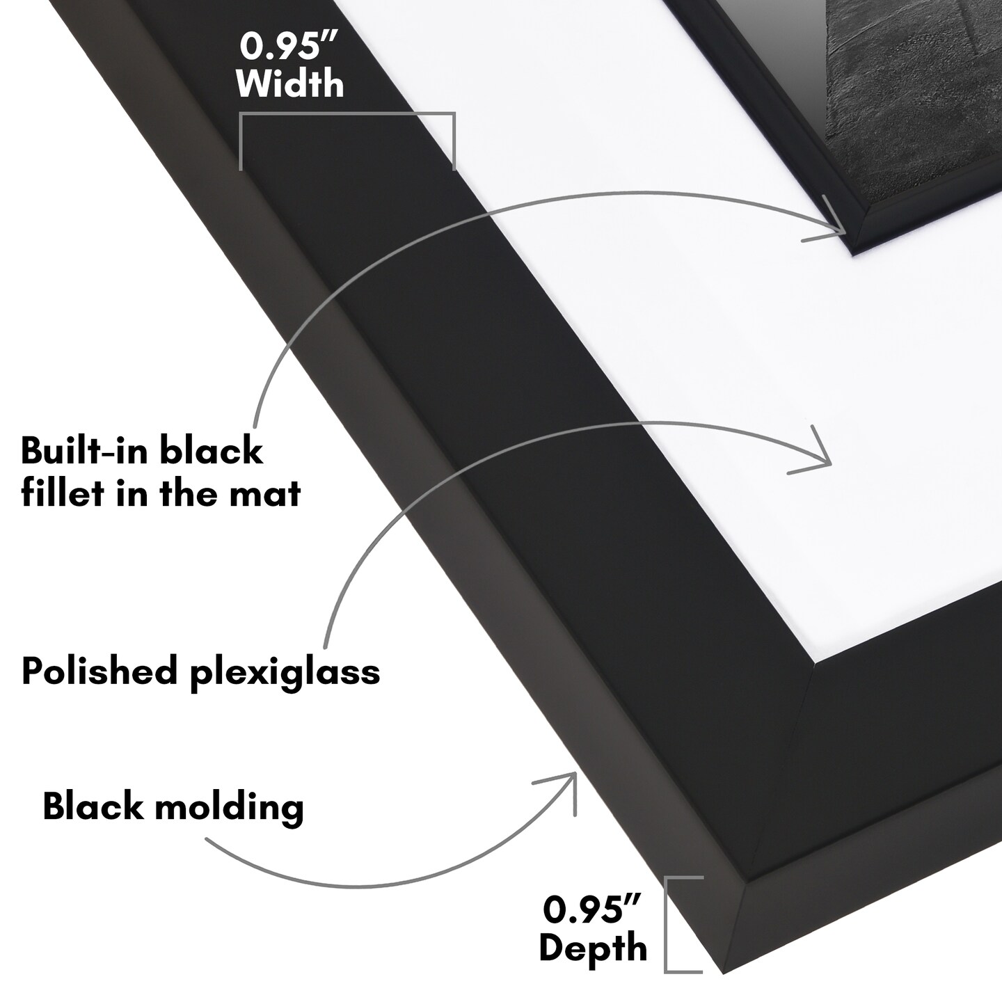 Americanflat 16x20 Picture Frame with Decorative Inner Mat Accent - Use as 11x14 photo frame with the Mat or as 16x20 frame without the Mat - Statement Frame with Polished Plexiglass