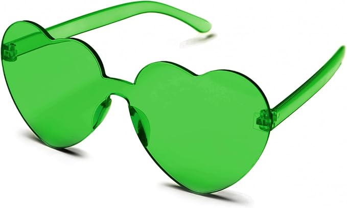 4E&#x2019;s Novelty Green Cowboy Hat with Feathers &#x26; Heart-Shaped Sunglasses - Perfect Cowboy Outfit Accessory, Cowboy Hat for Party Costume Dress Up