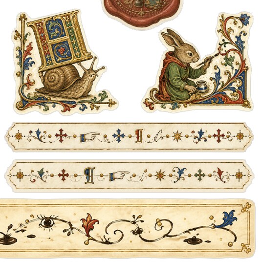 Medieval Marginalia 2-Sheet Journal Sticker Set – Illuminated