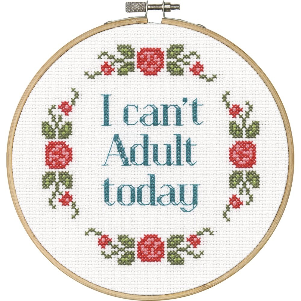Dimensions I Can't Adult Today Counted Cross Stitch Kit for Beginners, 6''