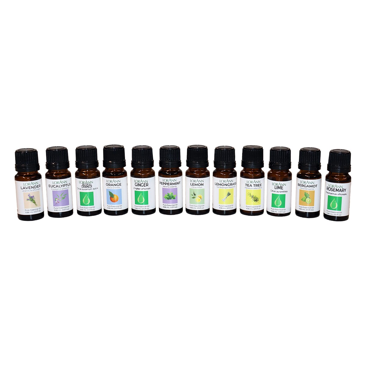 LorAnn Oils 12-unit Essential Oils Collection, 1/3 ounce bottles