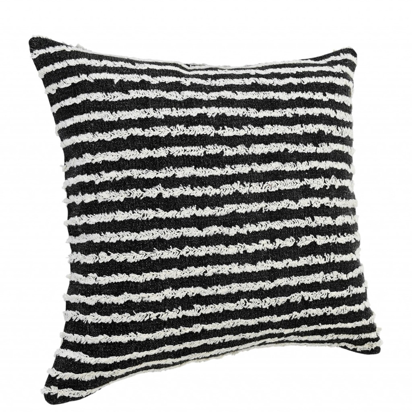 Edge Collections - 20&#x22; x 20&#x22; - Black - Soft Striped Decorative Pillow - 1 Piece