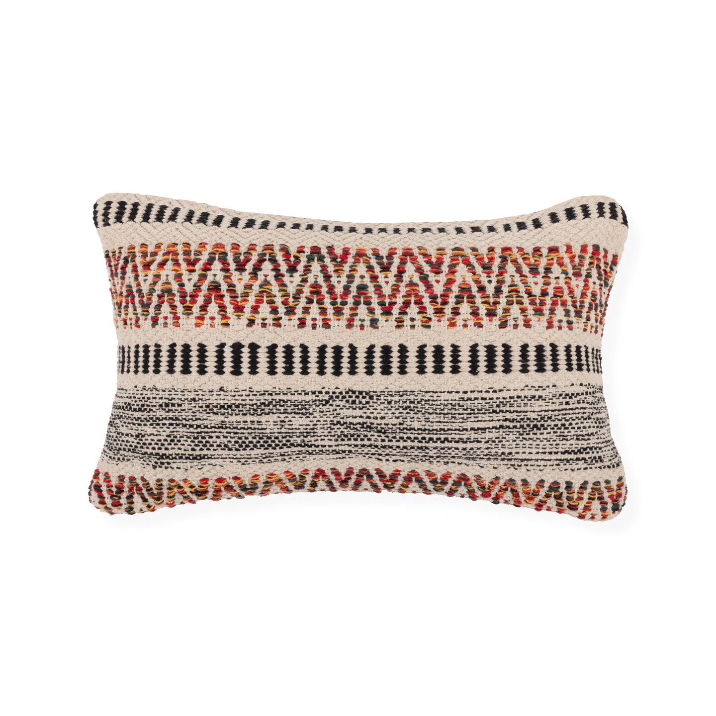 Edge Collections - 12"x20" - Multi - Bohemian Textured Throw Pillow Covers for Home Decor - 2 Pieces