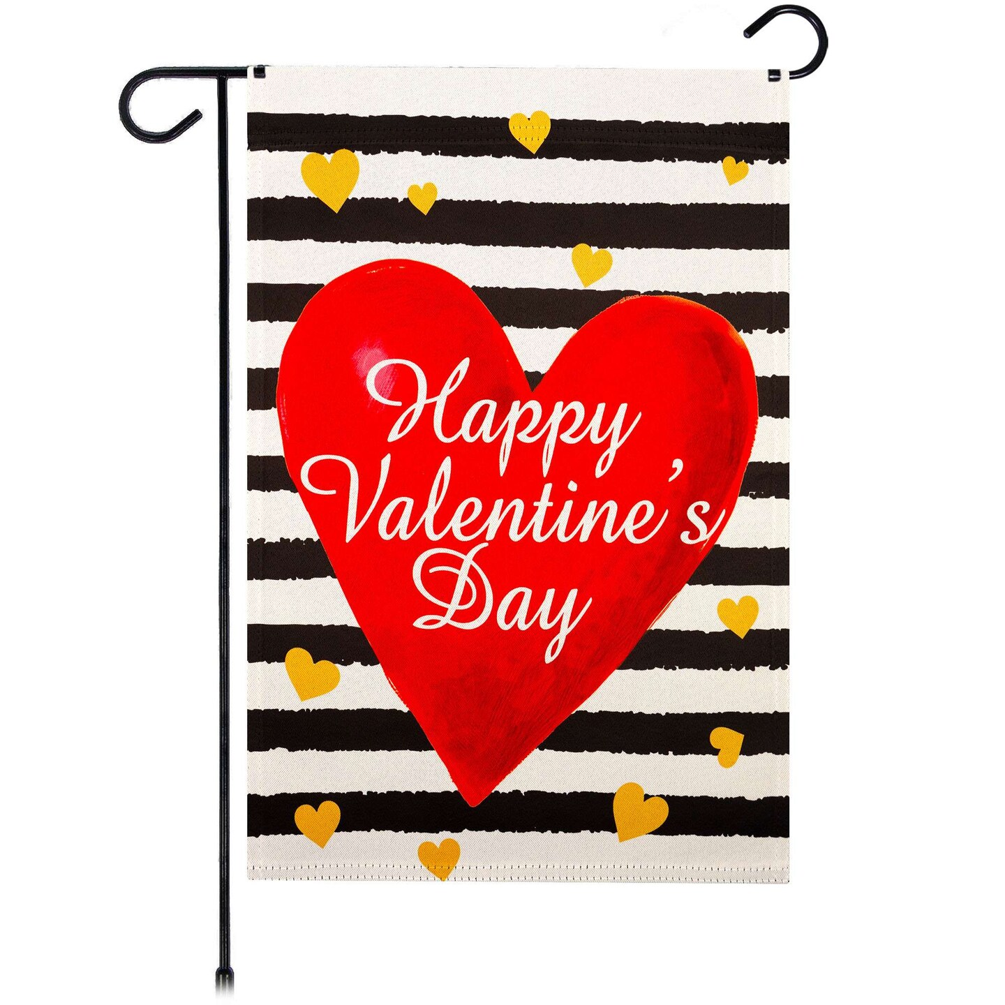 G128 Happy Valentine's Day Striped Heart Garden Flag 12x18 In Double Sided Valentine's Day Yard Garden Lawn Decoration