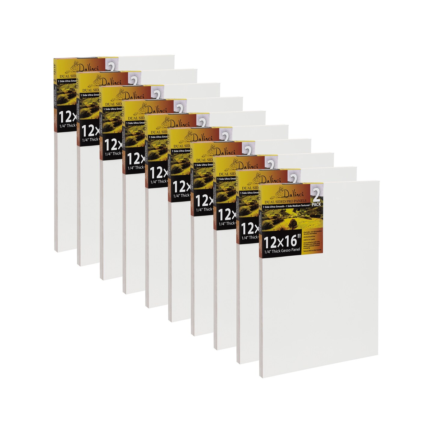 Jerry&#x27;s Artarama Da Vinci Dual Sided Pro Panel Board - 20-Pack, 12x16&#x22; 6mm Deep Panels for Painting - Archival, Acid-Free Art Supplies - Ultra-Smooth &#x26; Medium Textured Paint Surfaces