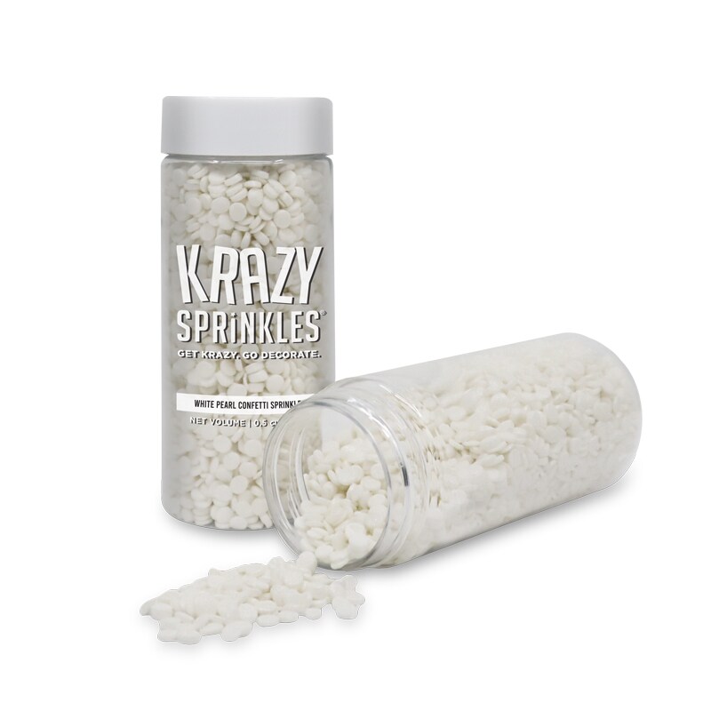 Krazy Sprinkles - White Pearl Confetti Edible Sprinkles (1/2 Cup 1x Jar)