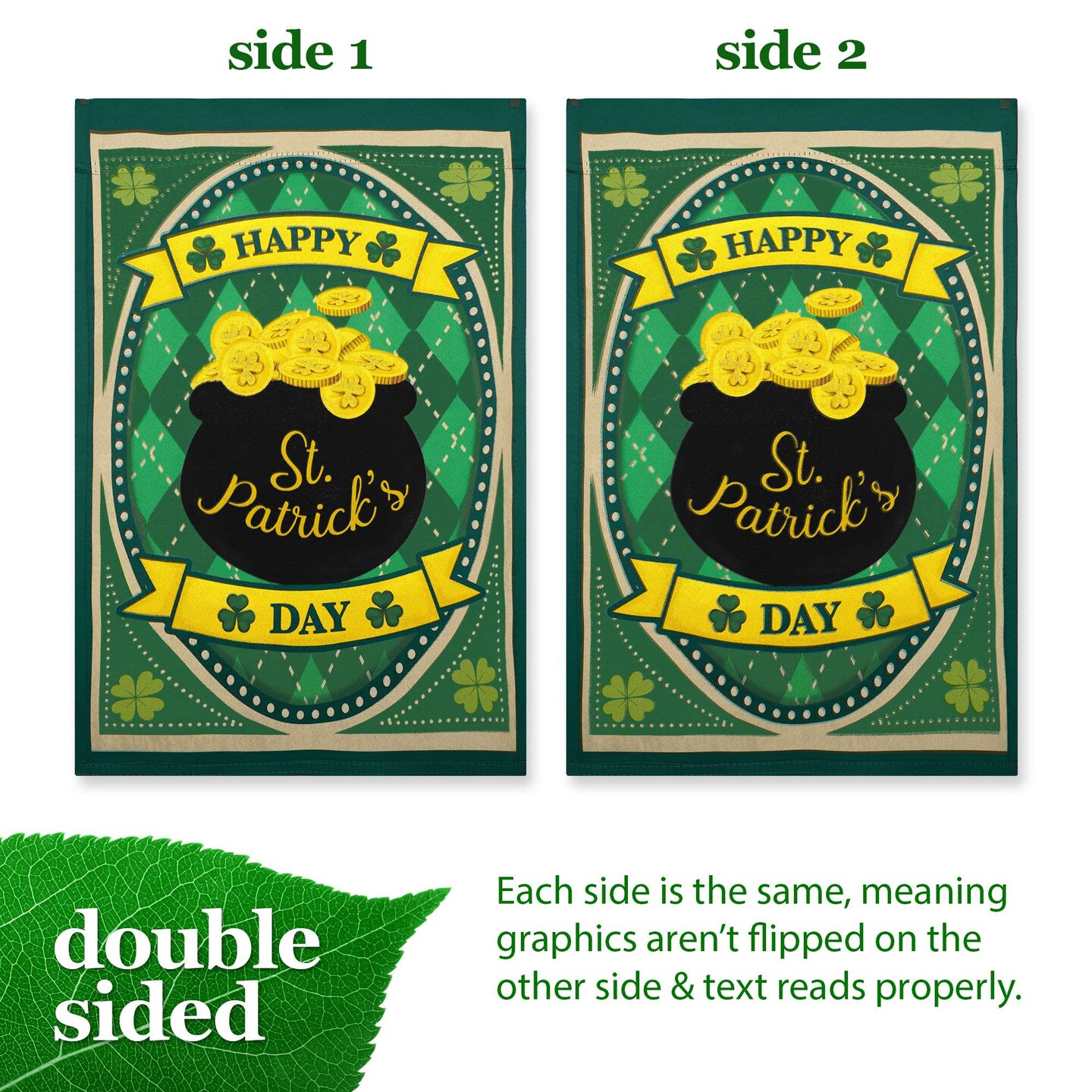 G128 Happy St. Patrick's Day Pot Gold Garden Flag 12x18 In Double Sided St. Patrick's Day Yard Garden Lawn Decoration