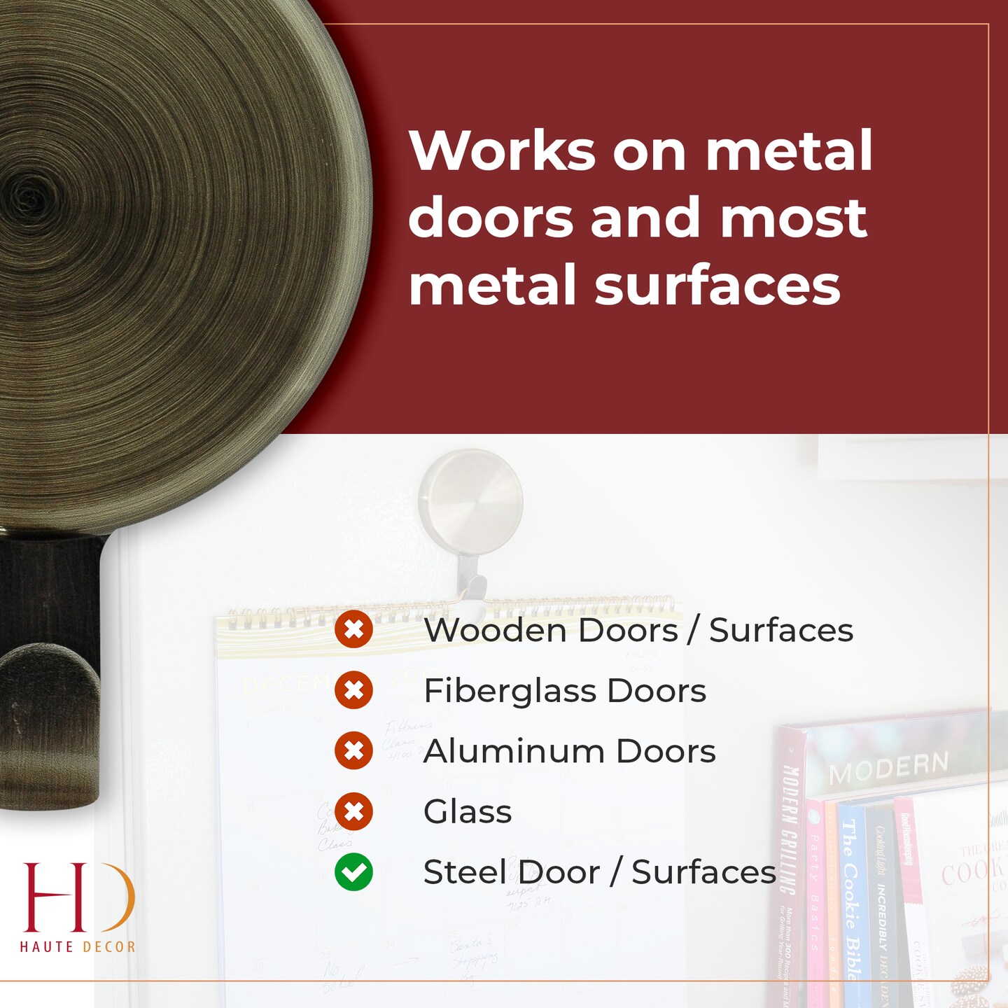 Haute Decor Attract&#xAE; Magnetic Hanger, 1 Pack - Strong Magnet Hook for Metal Doors and Surfaces