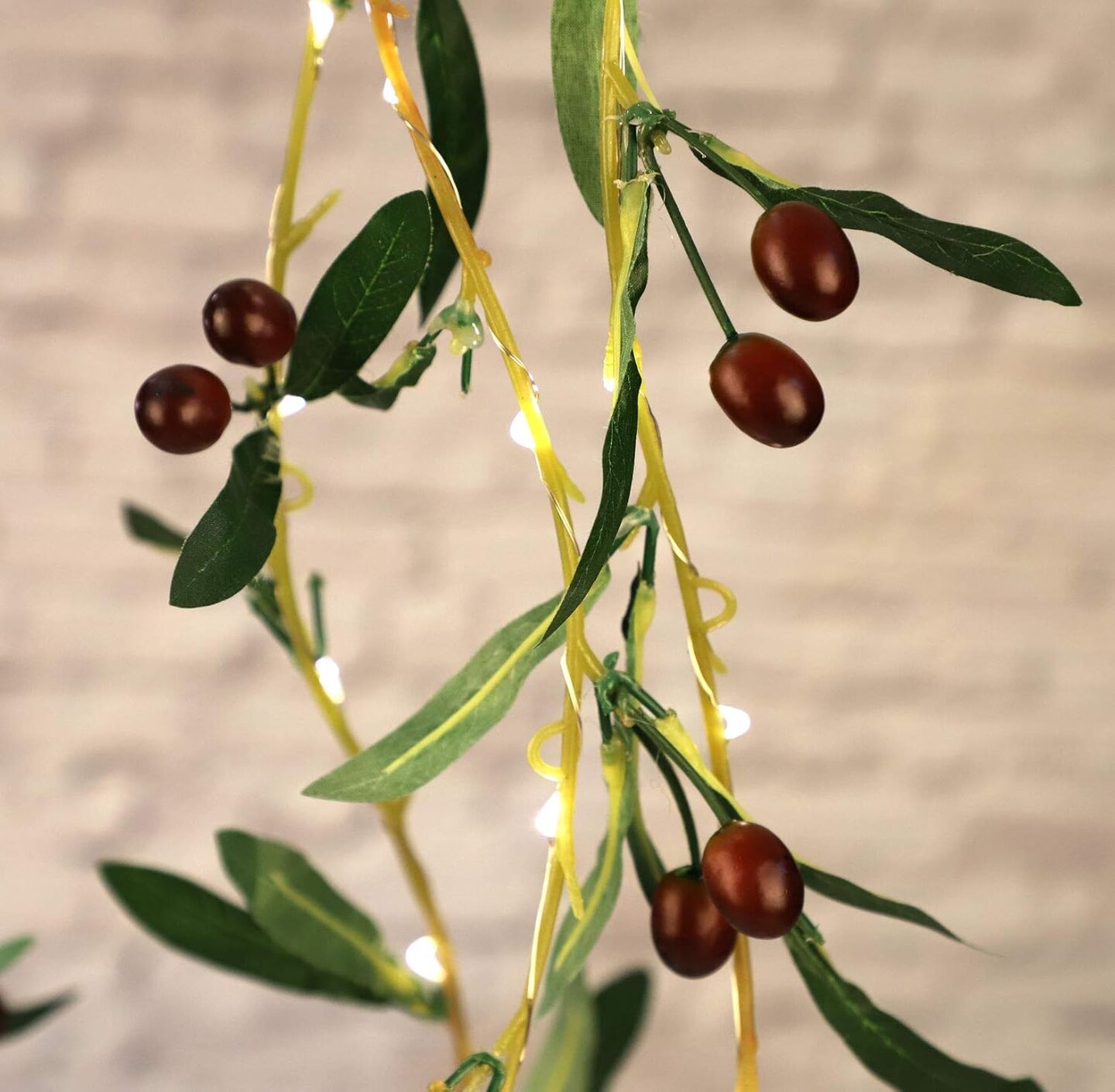 Olive Branch Christmas Garland String Lights 10FT 40 White LED Lighted
