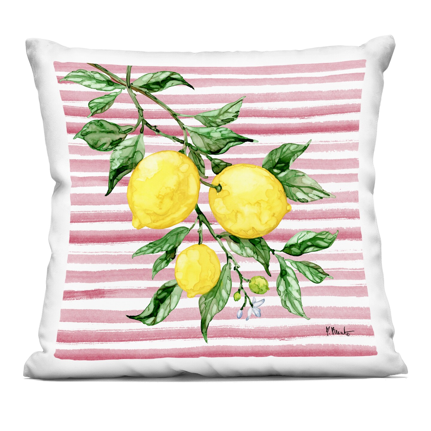 Stupell Industries Juicy Lemon Vine on Pink Indoor Pillow, 18 x 7 x 18
