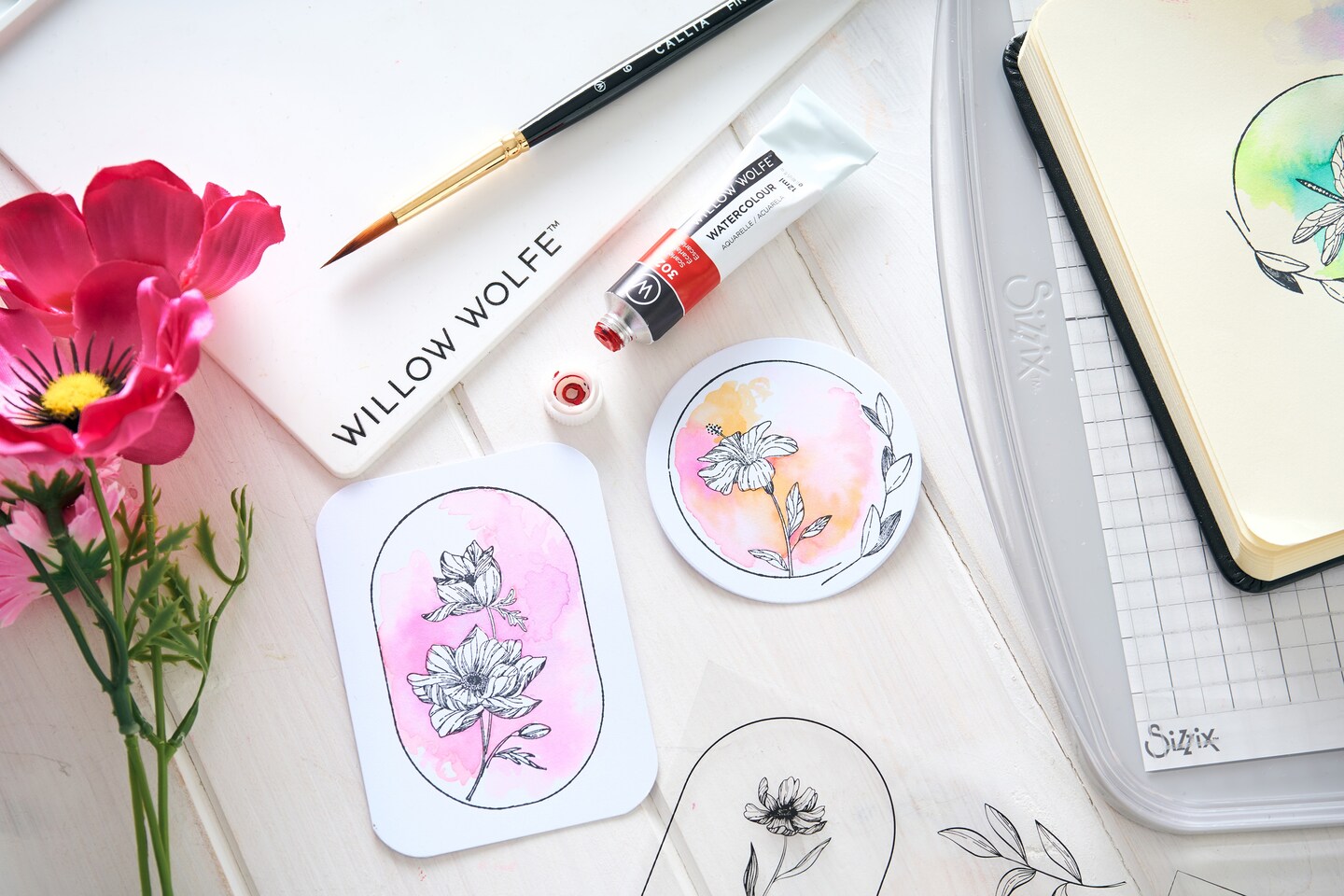 Sizzix Clear Stamps Set By Willow Wolfe 18/Pkg-Floral Frames And Mini Flowers