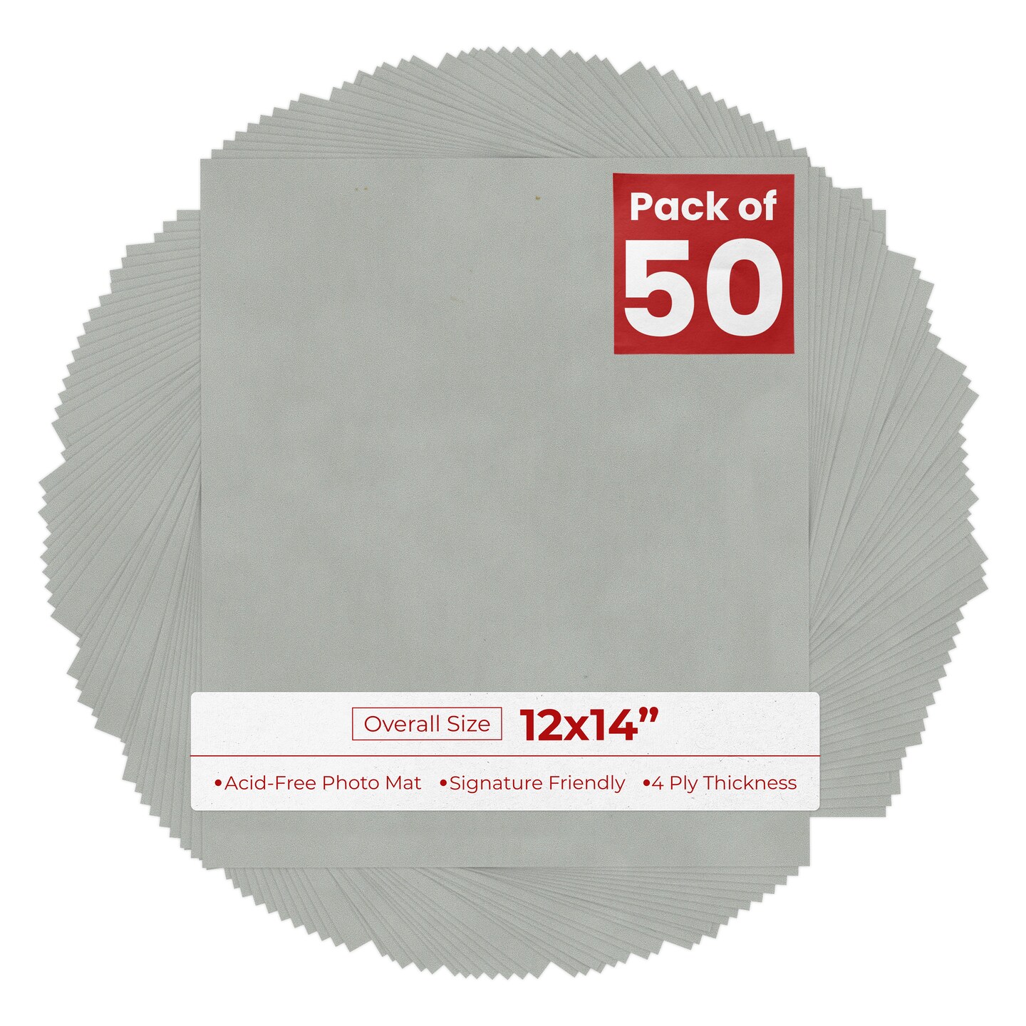 Light Grey Suede 12x14 Uncut Mat Board - Blank Sheets, No Opening