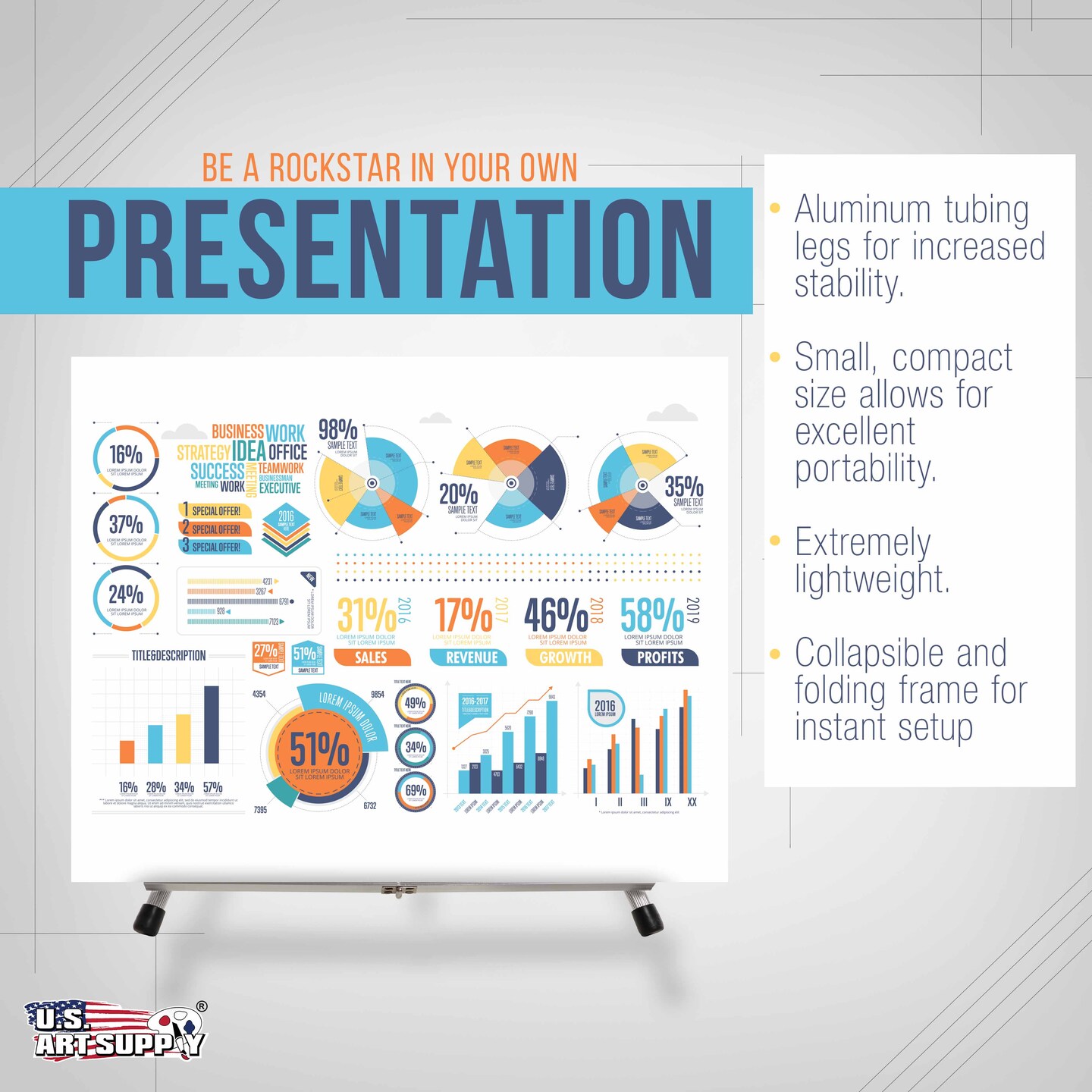 15" High Aluminum Tabletop Display Easel for Painting (4 Pack), Adjustable Folding Stand - Portable Art Easel for Displaying Canvas, Whiteboards, Posters, Signs, Pictures, Paintings