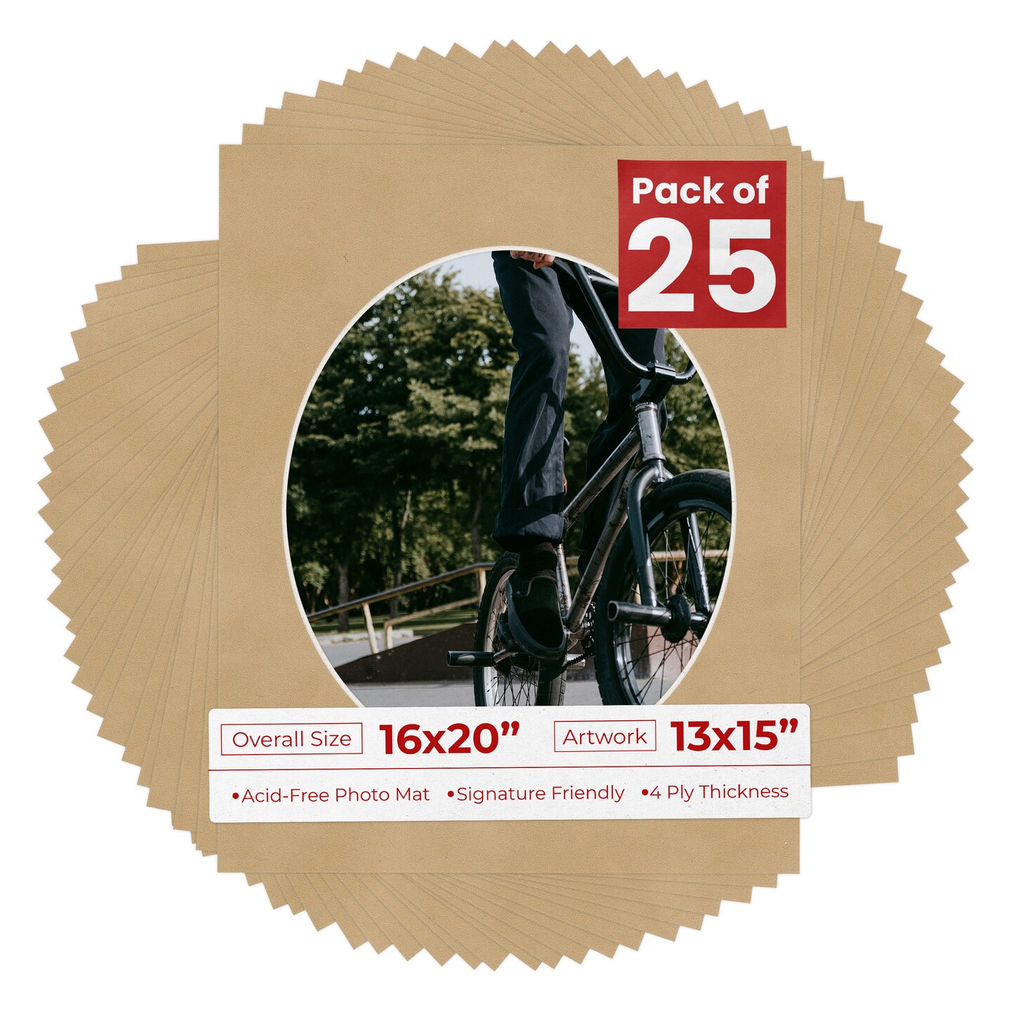 Beige Suede Mat Board for 16x20 Frames - Oval Opening for 13x15 Photos