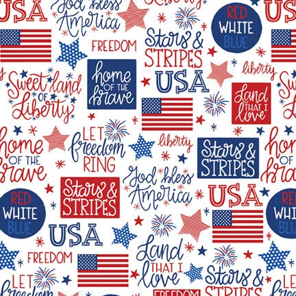 Fabric P & B Textiles White Patriotic Pride Patriotic Minis by the Quarter Yard PMIN6059-W