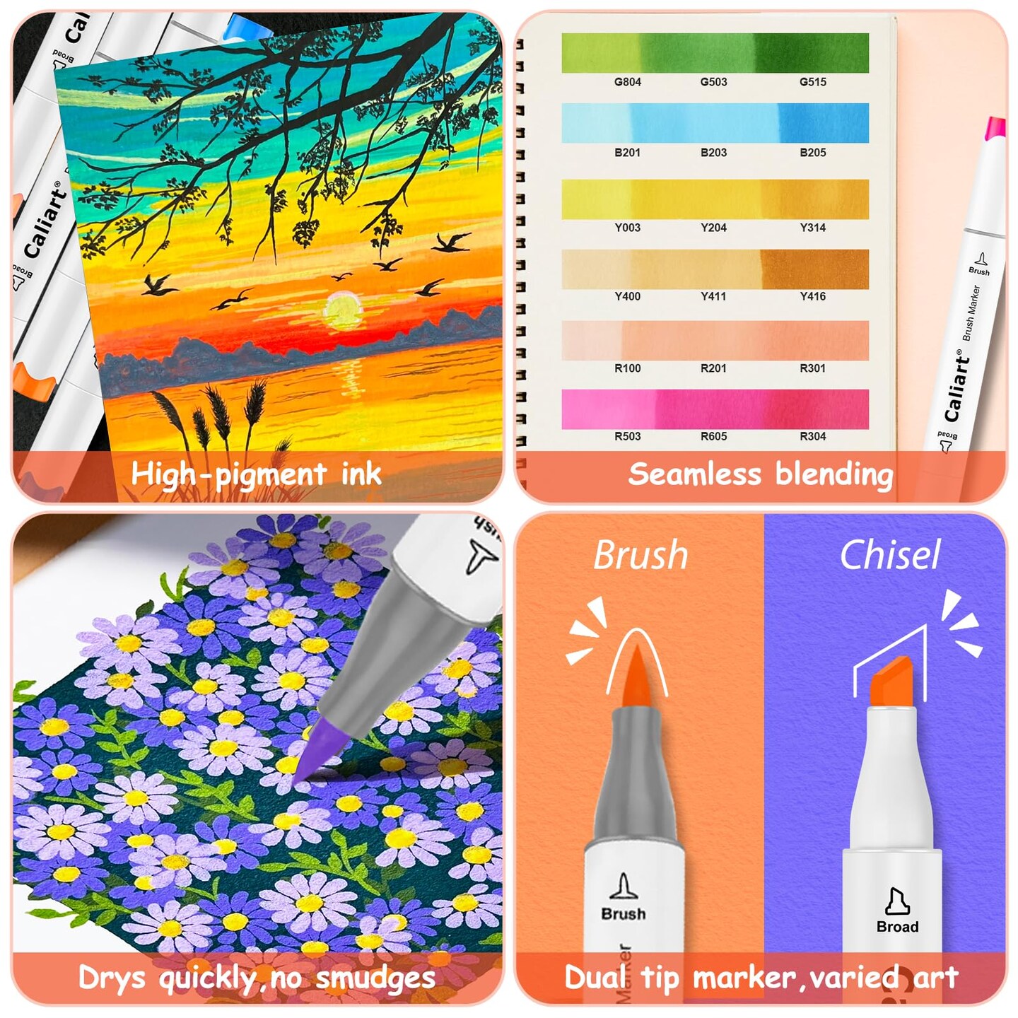 Alcohol Brush Tip Markers, 101 Colors Adult Coloring Markers Set Dual Tip Chisel & Brush for Artists Drawing Illustration Sketching, with Case Permanent Colored Art Pens Drawing Supplies