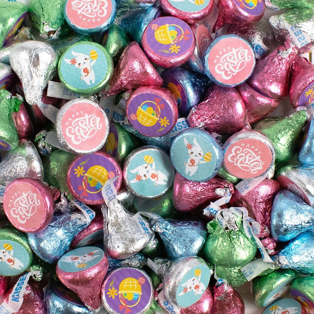 170 pcs Easter Candy Stickered Hershey's Kisses Chocolate (1.7lb) - Easter Pals