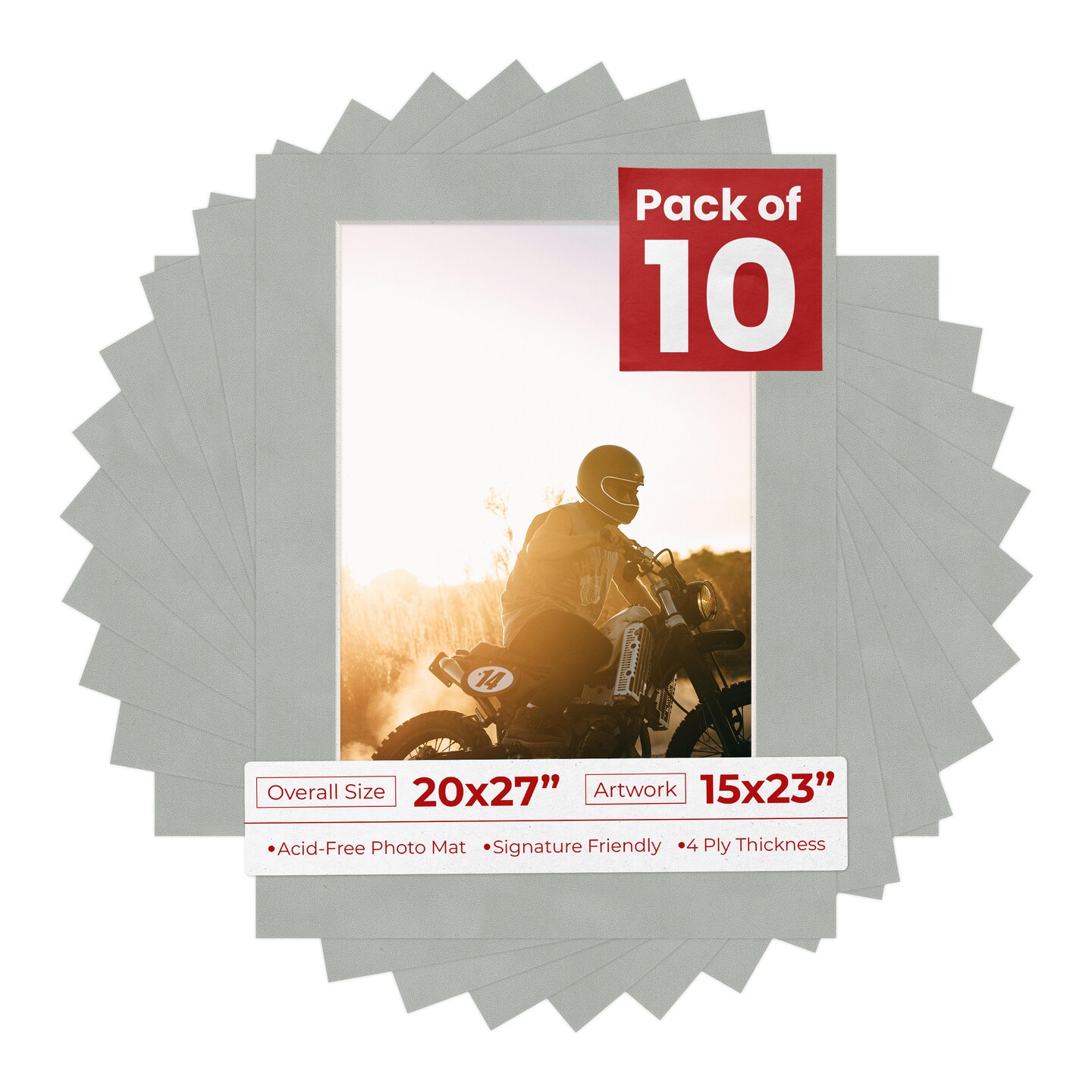 Light Grey Suede Mat Board for 20x27 Frames - Fits 15x23 Photos