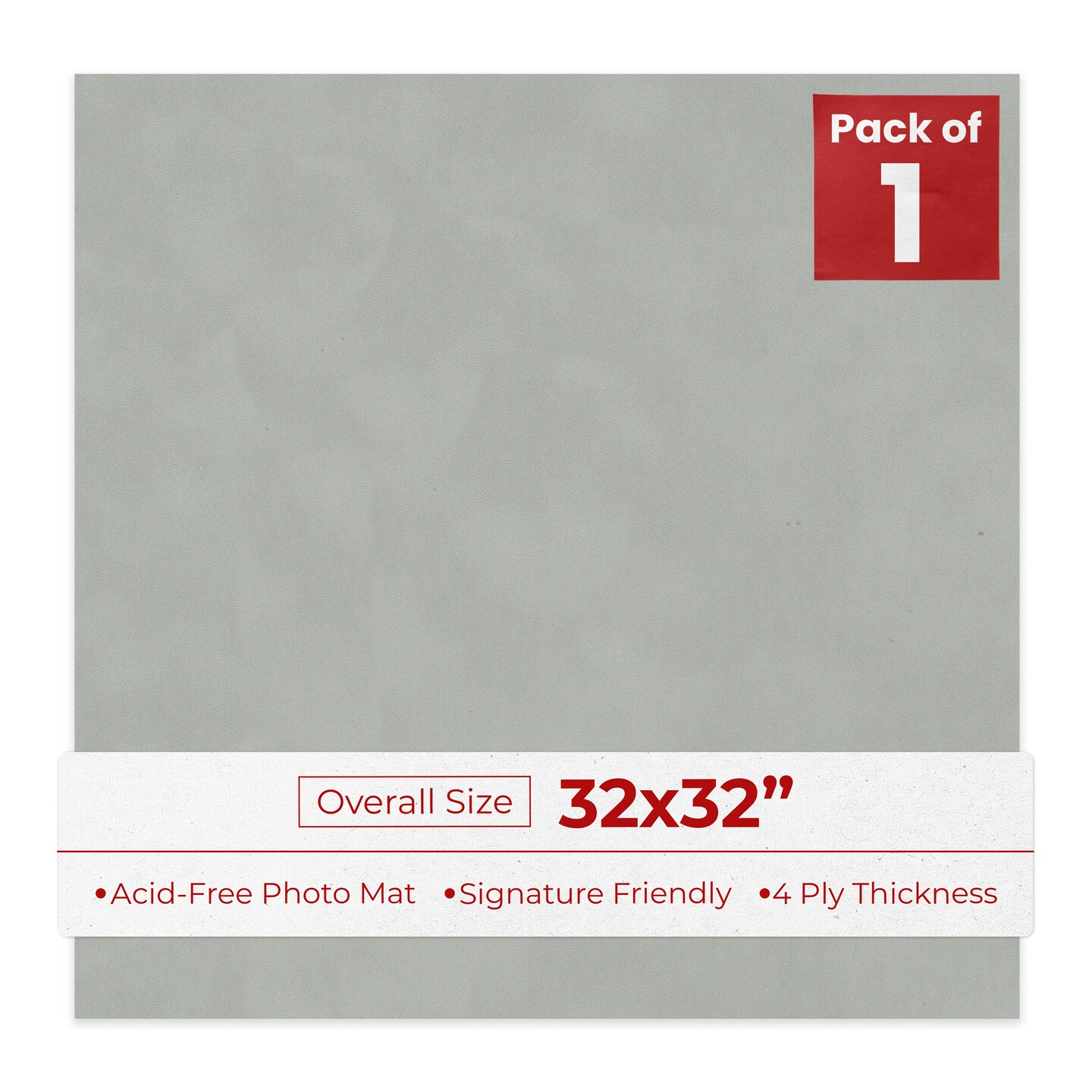 Light Grey Suede 32x32 Uncut Mat Board - Blank Sheets, No Opening