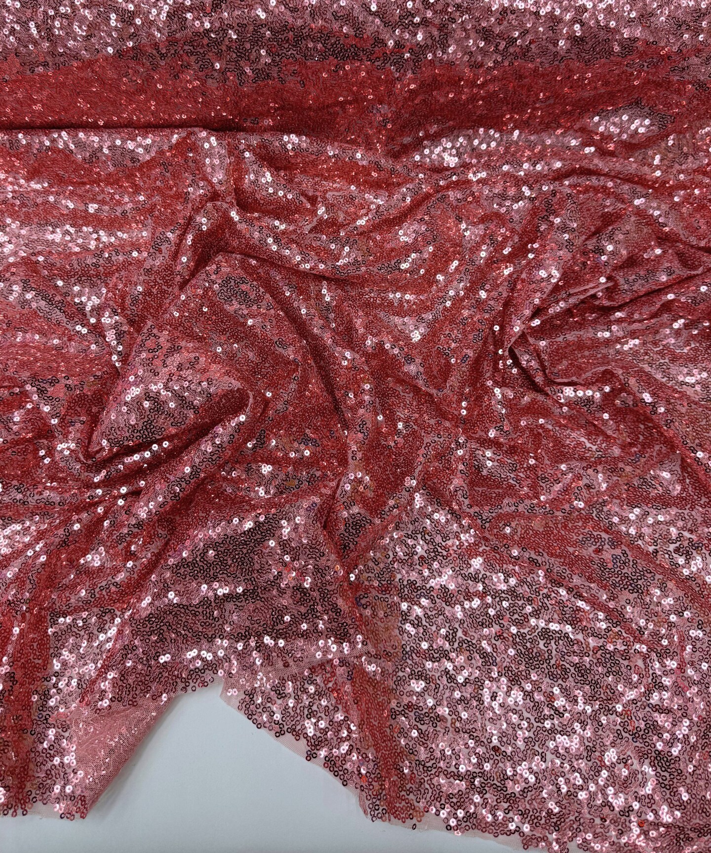 Dusty Rose Glitz Iridescent Sequin Mesh fabric, 2 Way Stretch