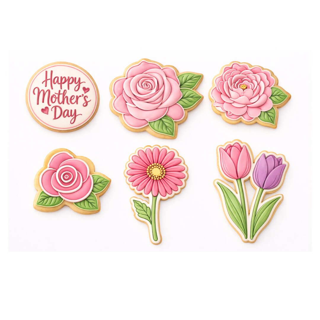 Mother’s Day Bloom Bouquet Collection Cookie Cutter Set or Cookie Cutter & Stamp Set