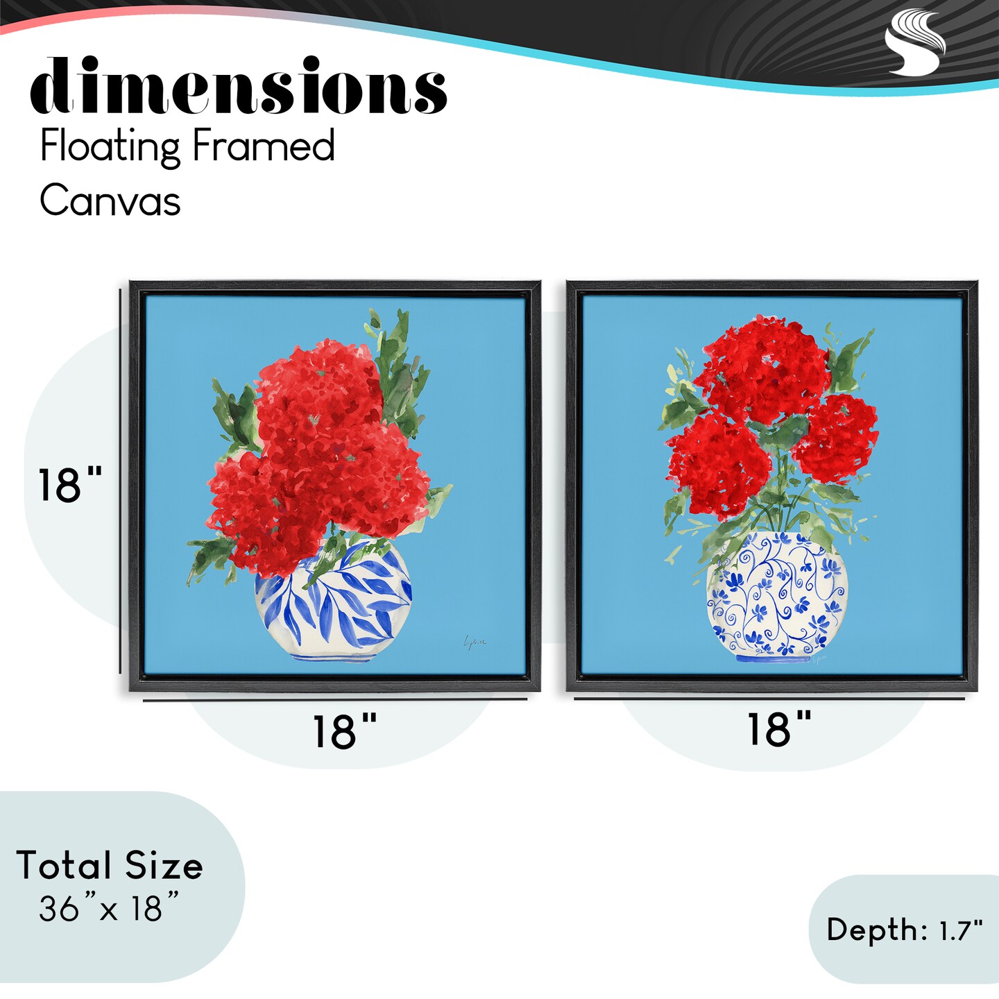 Stupell Industries Bright Red & Blue Hydrangeas 2pc Floating Frame Set, design by Lucille Price