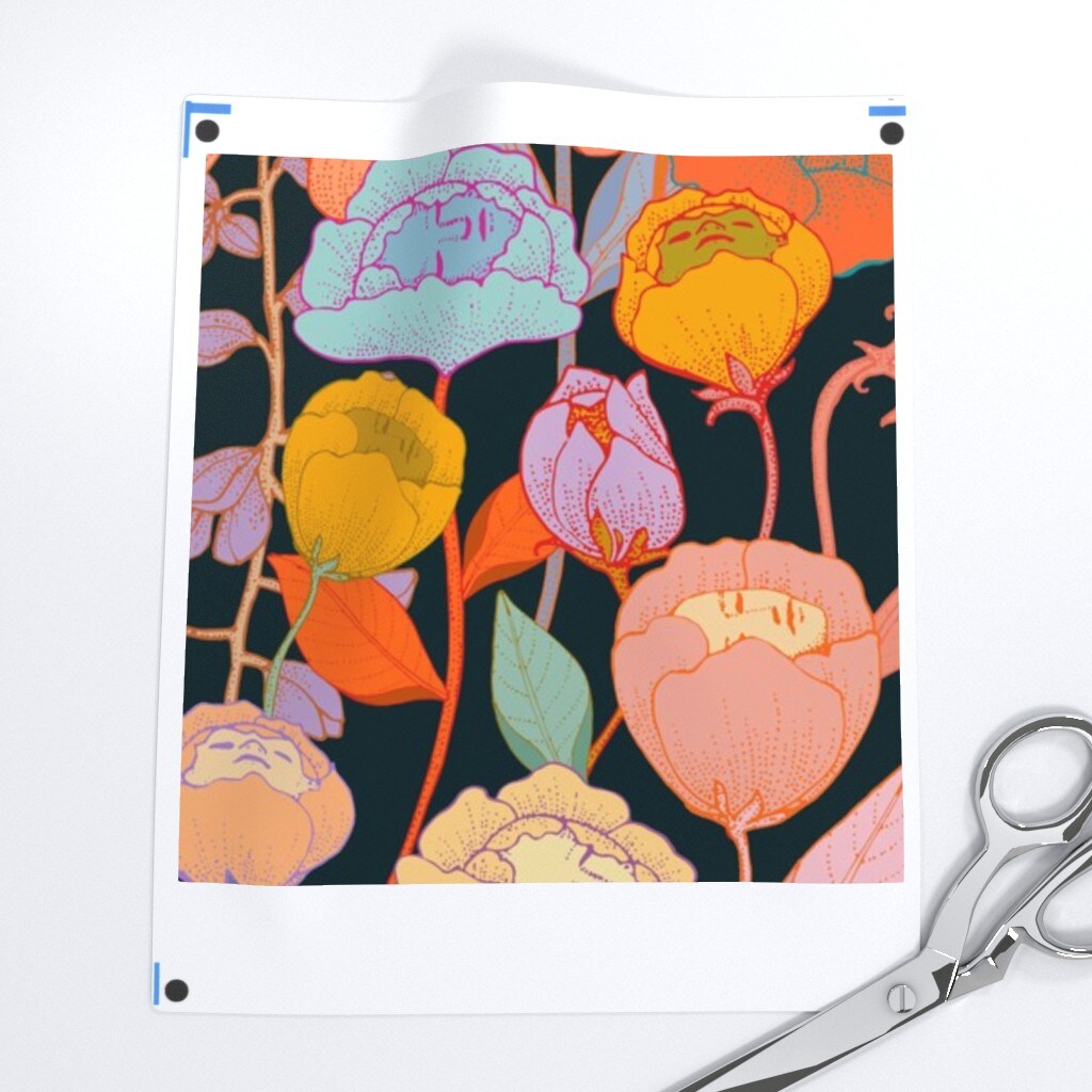 Surreal Floral Flower Faces Spooky Fantasy Tropica Hawaiian Wonderland Exotic Magical Custom Removable Wallpaper by Spoonflower Peel & Stick Wallpaper 2FT Wide