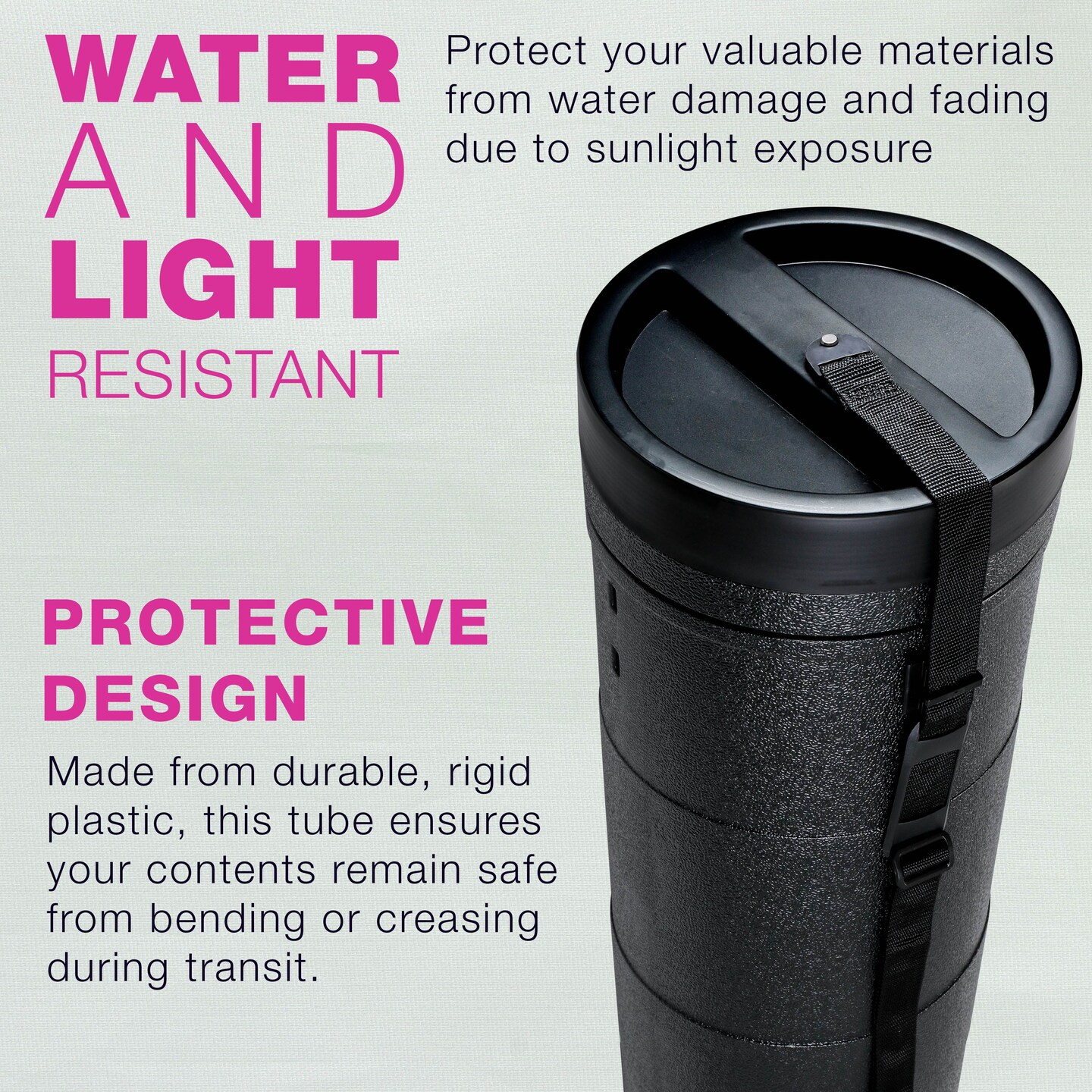 Jumbo Poster Tube - Telescoping Adjustable 36" to 62-1/2" - Durable 10-1/2" Diameter Storage Tube - Art Poster Carrier Holder & Blueprint Storage Drafting Tube Travel & Protection