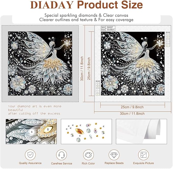 5D Special Shape Diamond Painting Kit for Adults, Women Diamond Art Kits for Beginners, Crystal Rhinestones Craft Art, DIY Home Wall Decor Gift, 12×12 Inches