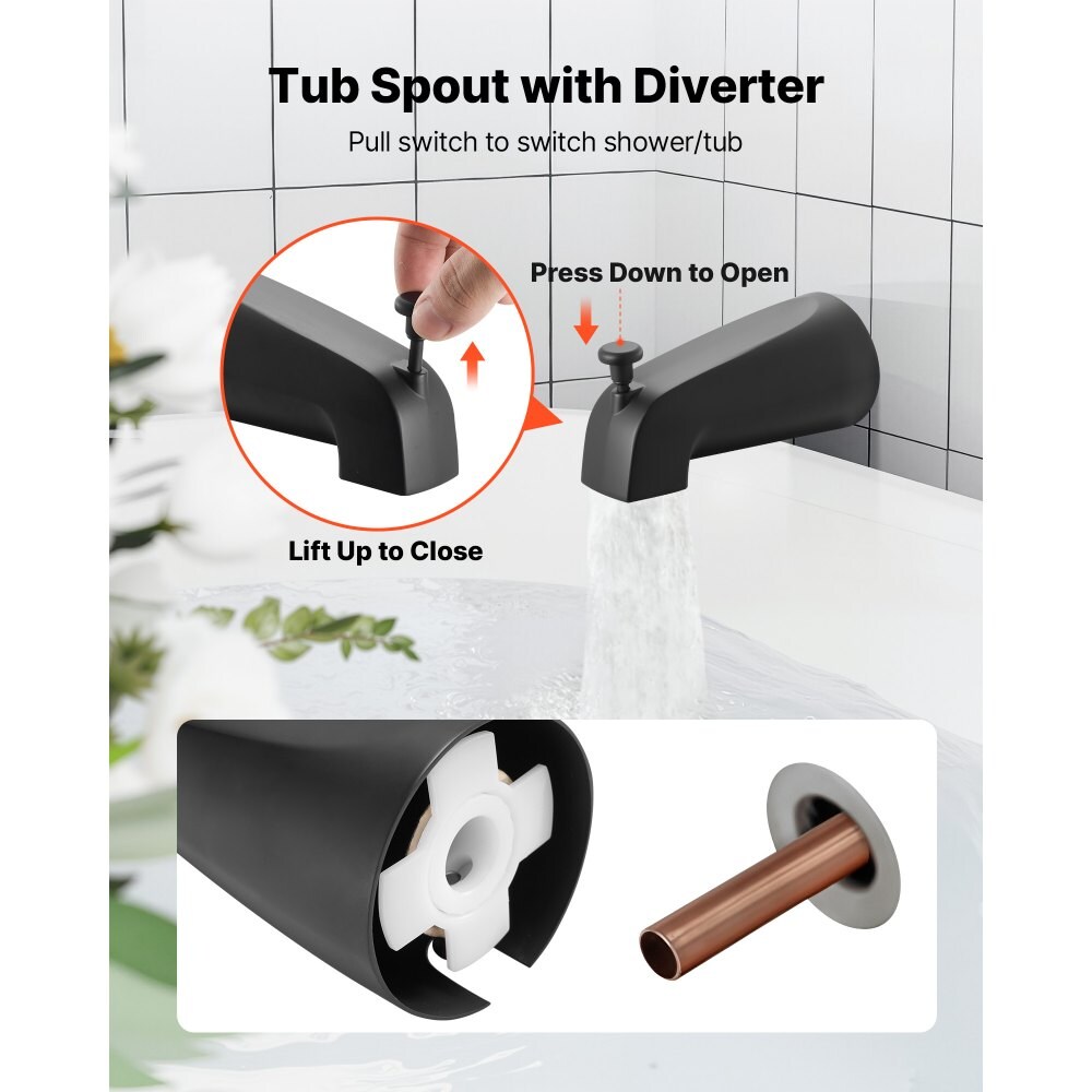 Single-Handle Tub Trim Kit with Rainfall Shower Head and Spout