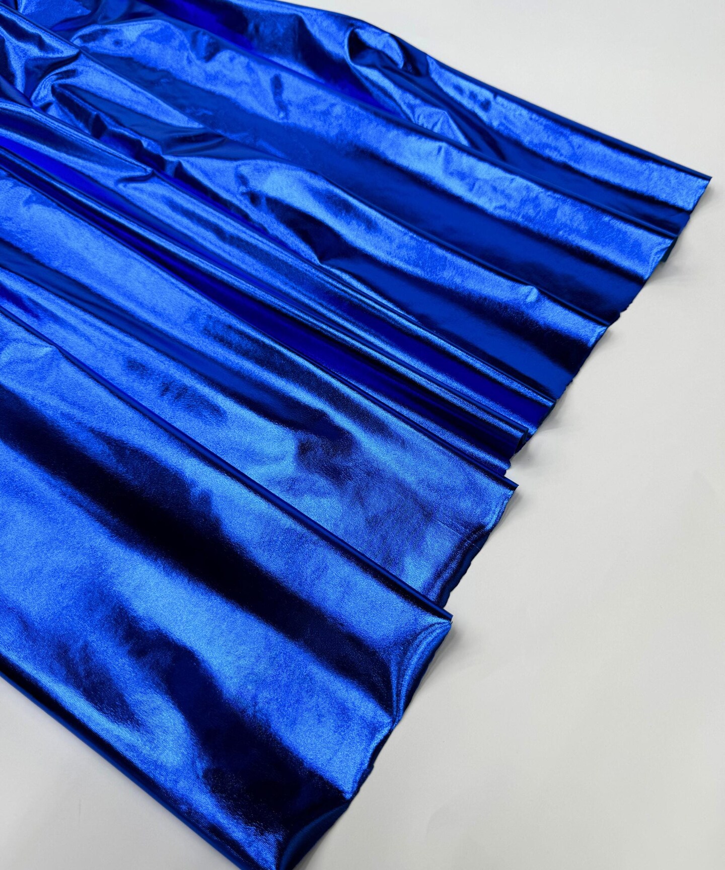 Blue Metallic Gold Foil Lamé Spandex Fabric by the Yard, 60" Wide 4-Way Stretch