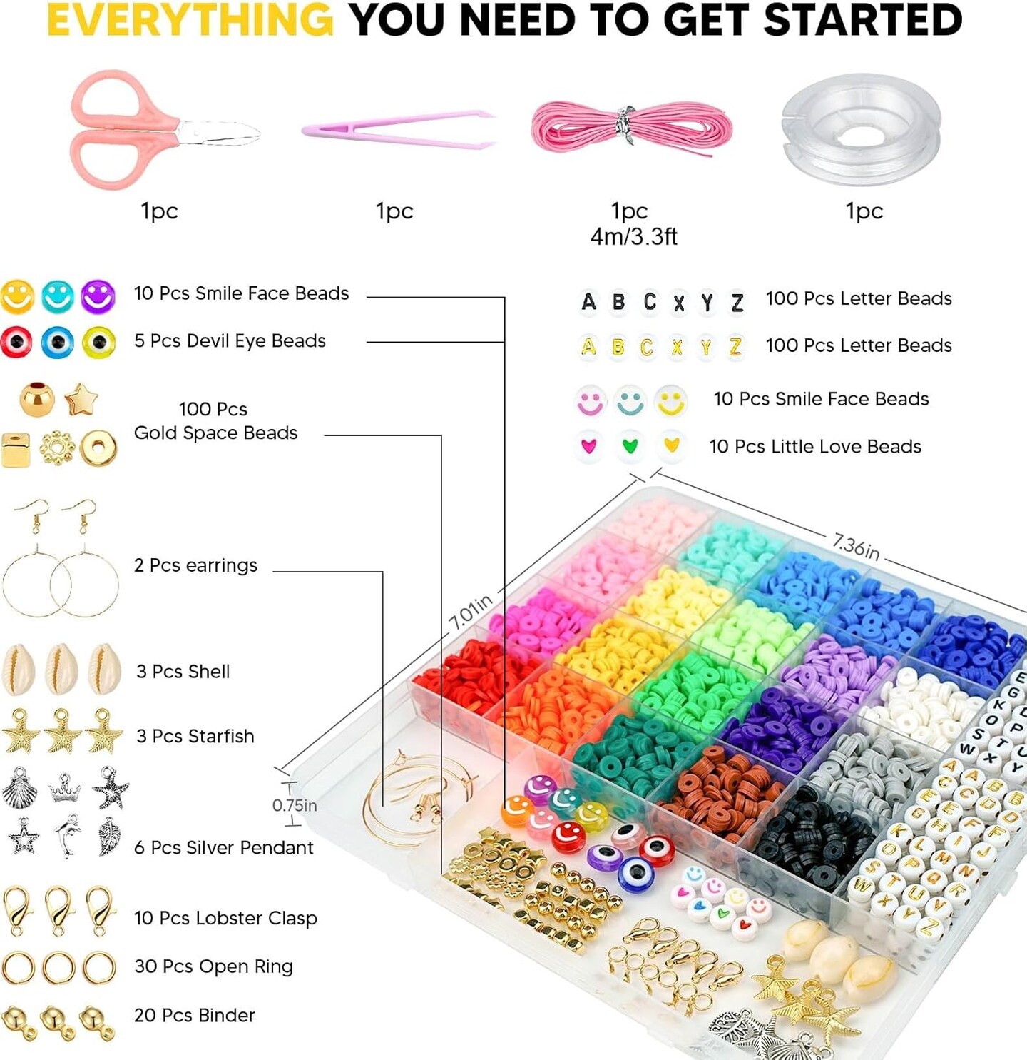 Clay Beads Bracelet Making Kit – 5000pcs Polymer Clay Beads Jewelry Making Set for Kids