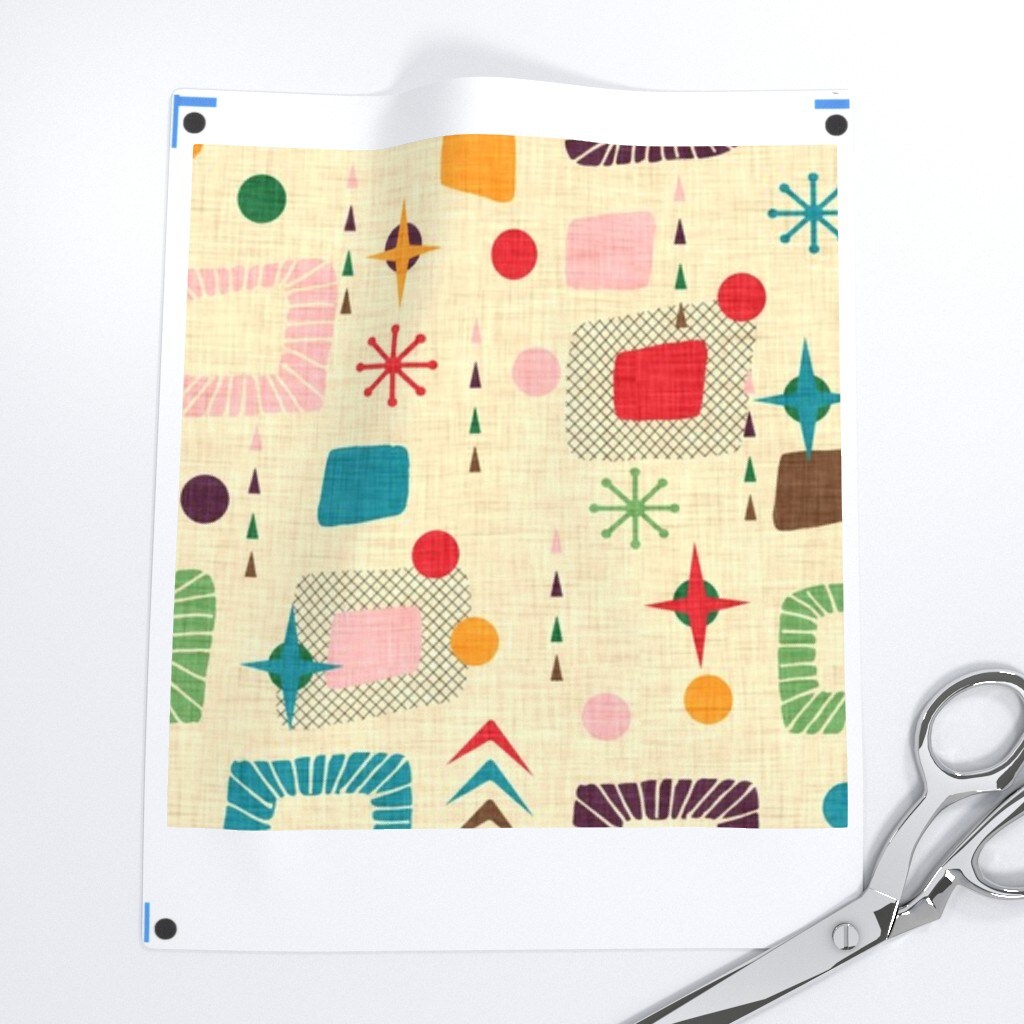 Retro 1950S Mod Atomic Mid Century Modern Era Geometric Stars Custom Pre-pasted Wallpaper by Spoonflower Pre-Pasted Wallpaper 2FT Wide