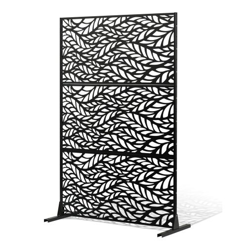 Outdoor Freestanding Metal Privacy Panel, 47"x72" Garden & Balcony Divider Black