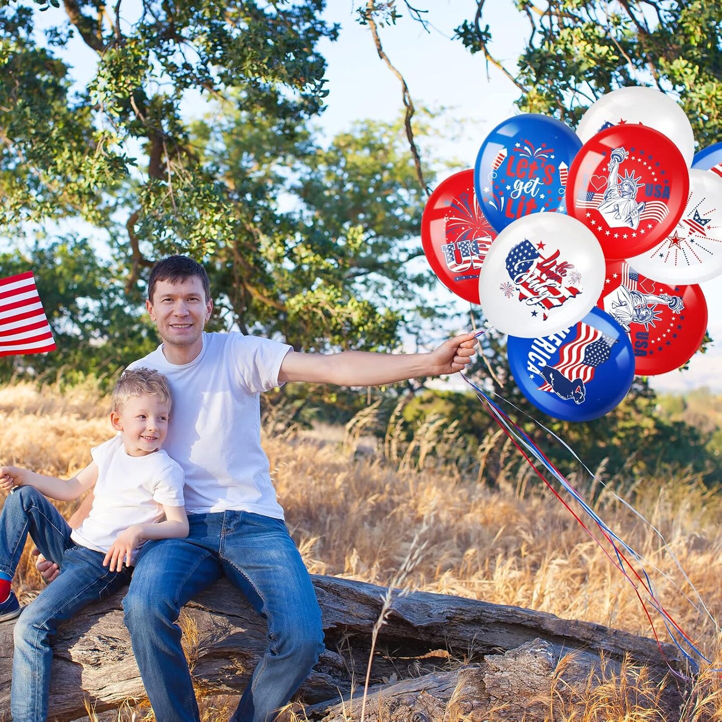 48-Piece 4th of July Patriotic Balloons – Red, White & Blue American Flag Party Decorations for Independence Day, Memorial Day & Patriotic Events